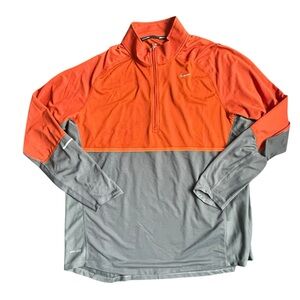 Nike Running Men's Two-Tone Orange and Gray Quarter Zip Size XL